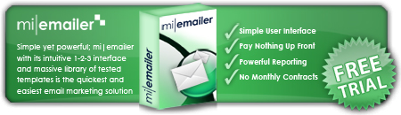 Picture outlining benefits and free trial for our mi|emailer Email Marketing Software